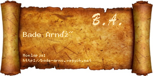 Bade Arnó névjegykártya